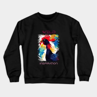 Rooster Wild Nature Animal Colors Art Painting Crewneck Sweatshirt